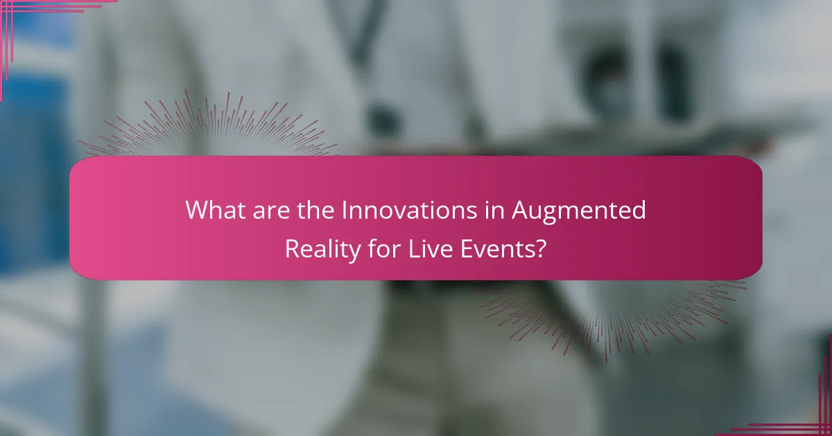 What are the Innovations in Augmented Reality for Live Events?