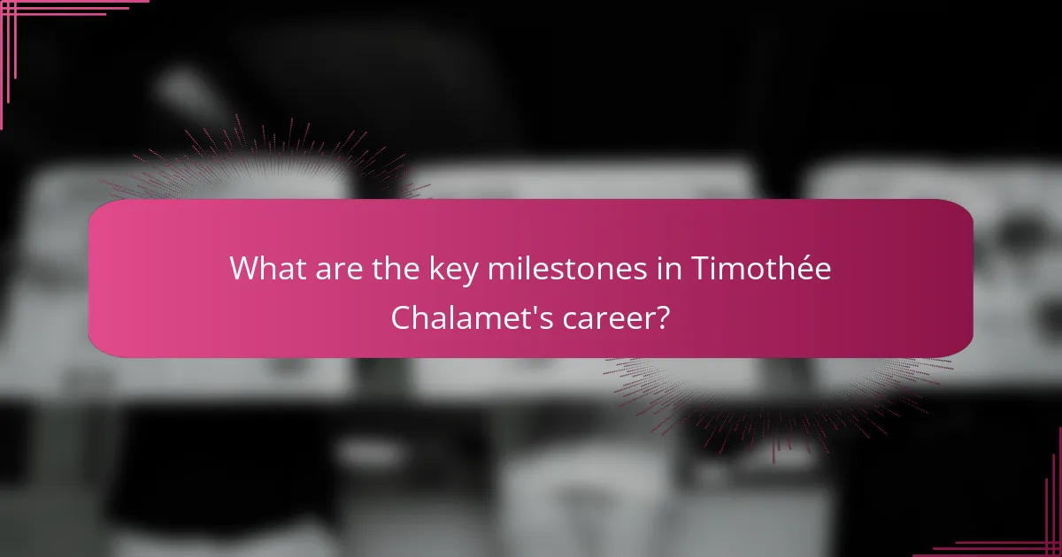 What are the key milestones in Timothée Chalamet's career?