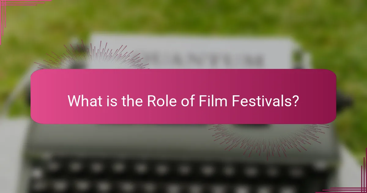 What is the Role of Film Festivals?